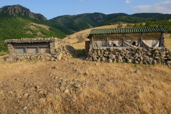 Vulture watching hide, Madzharovo, Eastern Rhodope mountains, Bulgaria